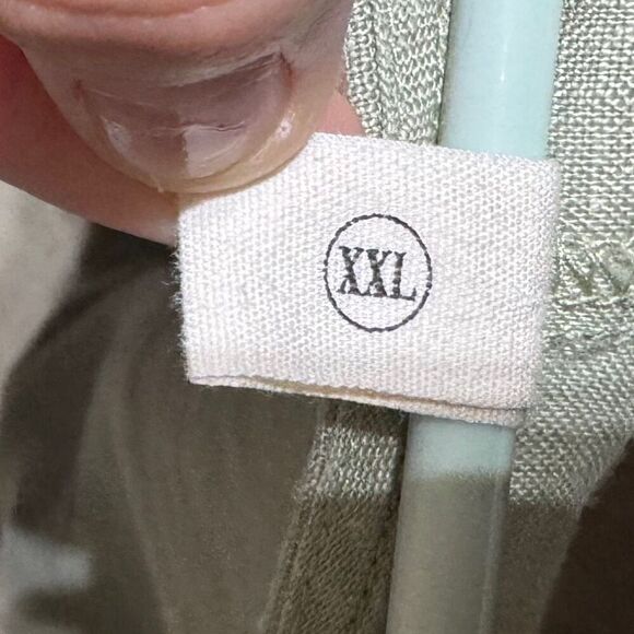 Grae Cove Minimalist 100% Linen Sage Green Midi Women's Dress XXL - Picture 5 of 9